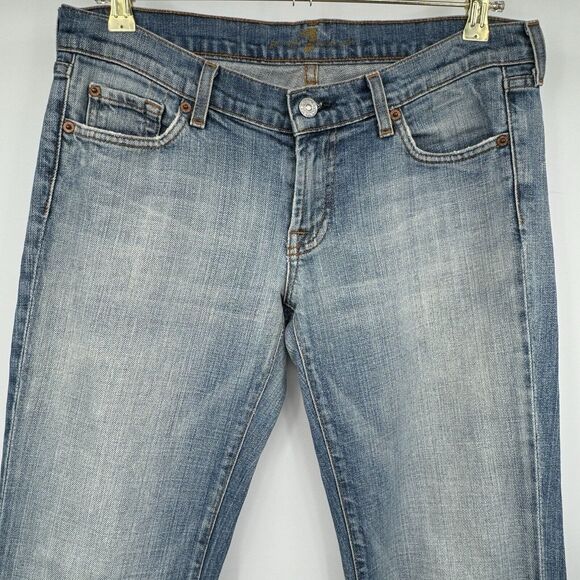 Seven 7 for all Mankind Flare Leg Jeans Womens Size 30 Blue Denim Made in USA - Picture 3 of 16